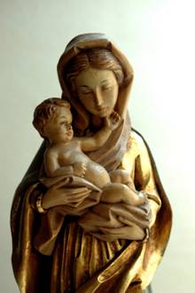 mid century german wood carved virgin figure by KUNO BIERLING ...